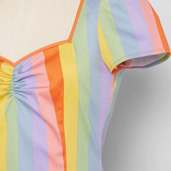 Collectif / Modcloth All Aboard The Rainbow Express Top— UK 18 (US 14) 2X/1X - Picture 3 of 8